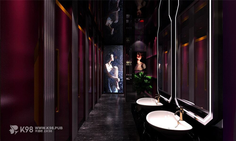 科技风淮安电音酒吧设计洗手间效果图