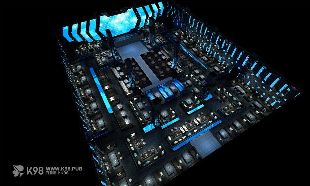  东楼商城科技风电音酒吧设计俯视图效果图