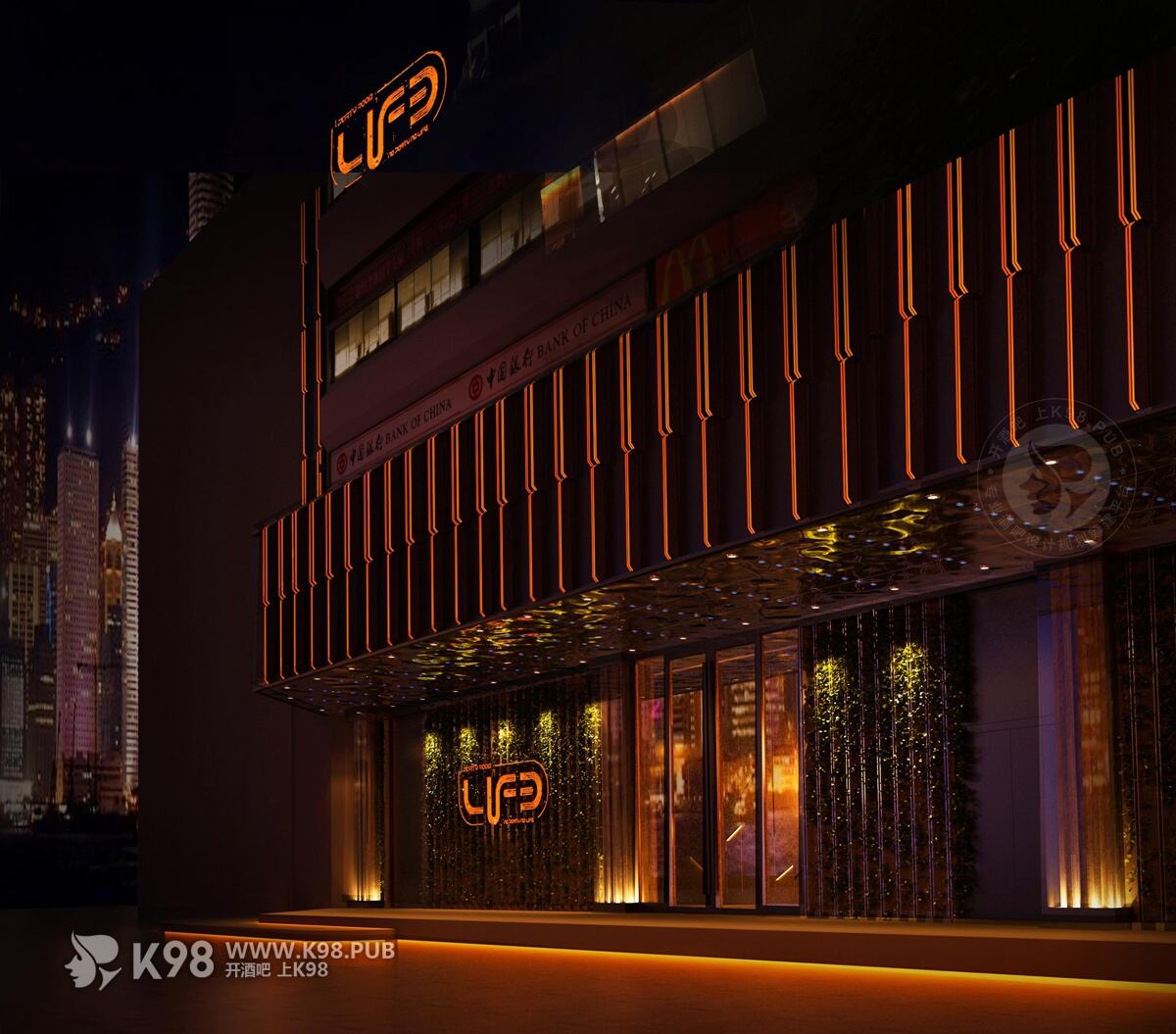 广州LIFE酒吧设计效果图-门头